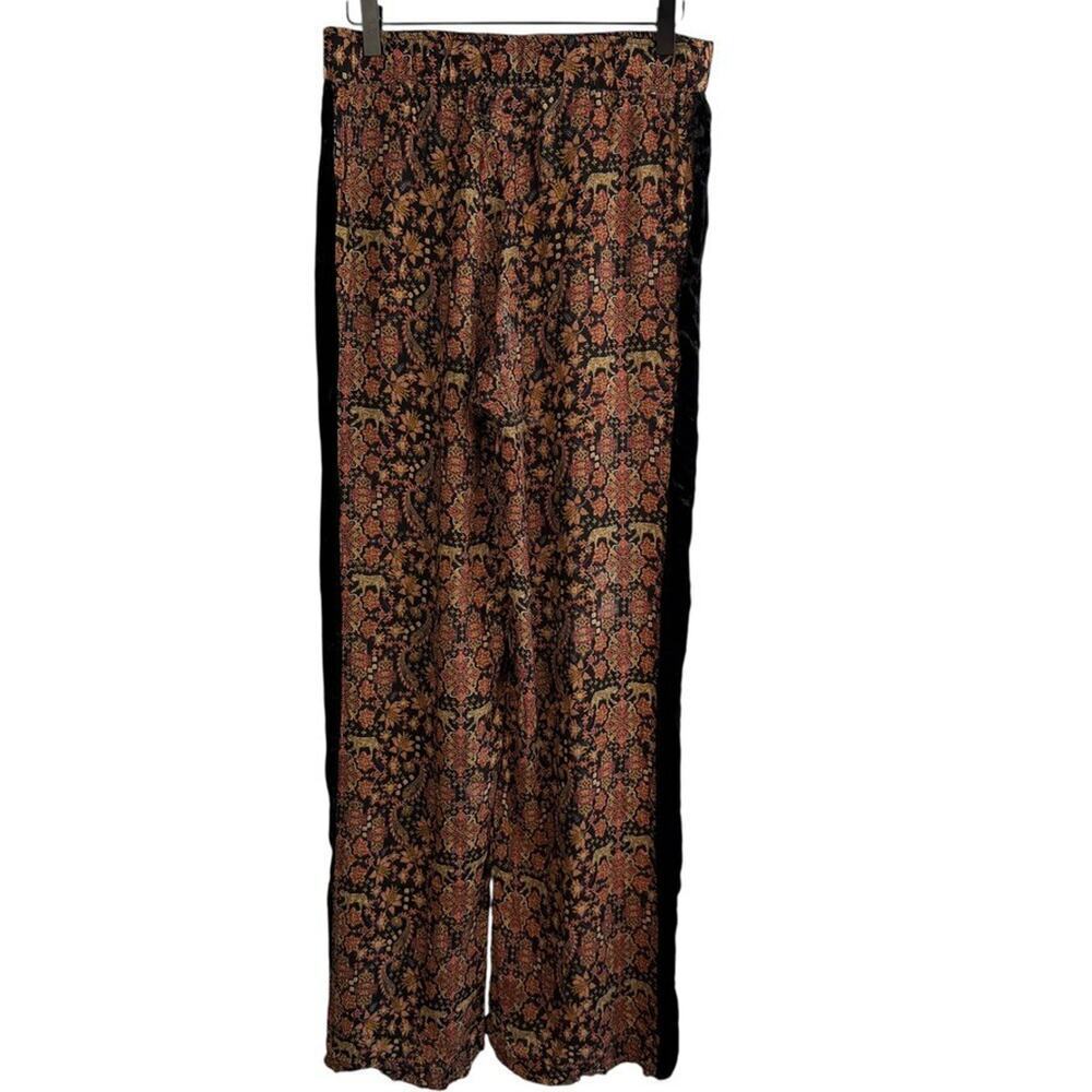 Johnny Was Workshop Pants Womens Small Black Boho Print Palazzo Lounge Party